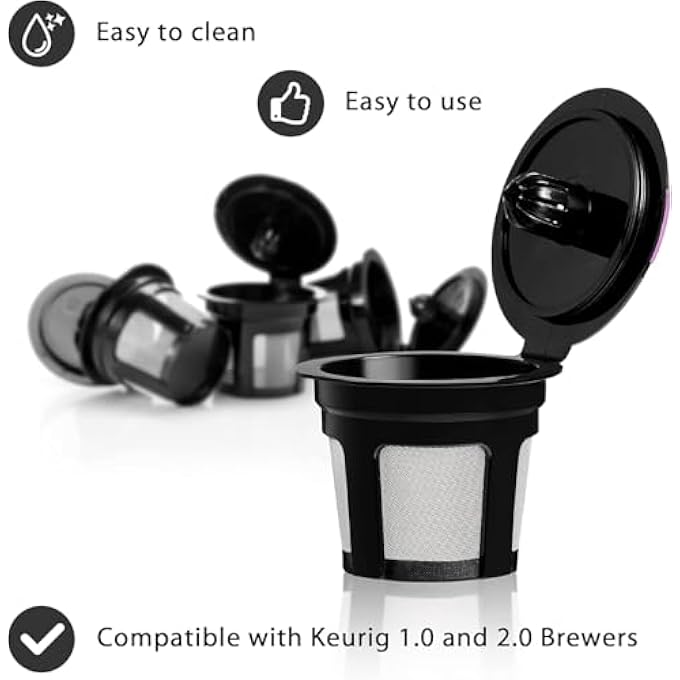Silk Route 4Pcs Coffee Filters Reusable K Cups Stainless Steel Mesh Strainer Pods Filters For Keurig Family Home Kitchen Tea Black - Image 3