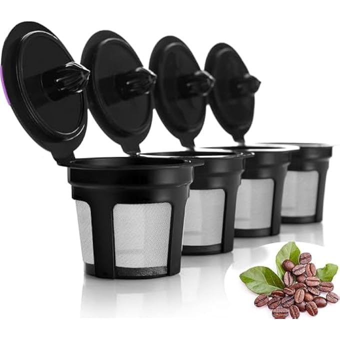 Silk Route 4Pcs Coffee Filters Reusable K Cups Stainless Steel Mesh Strainer Pods Filters For Keurig Family Home Kitchen Tea Black - Image 1
