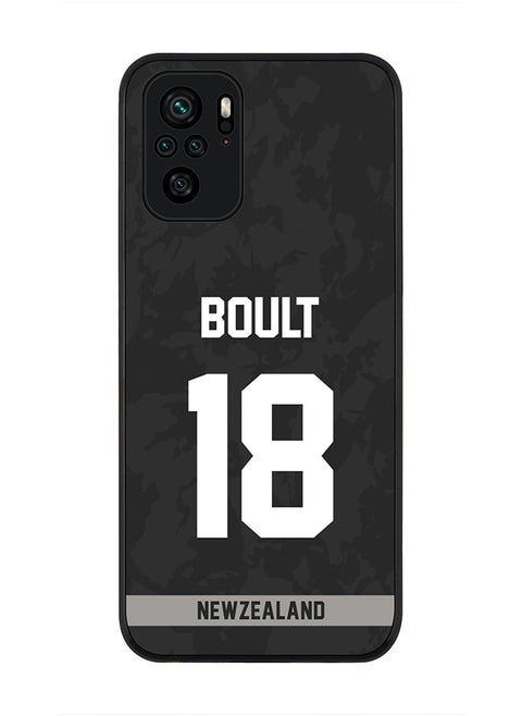 Rugged Black Edge Case for Redmi Note 10S / Redmi Note 10 4G, Slim fit Soft Case Flexible thin Cover - Player Name - Trent Boult, Jersey Number- 18