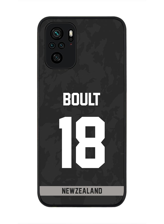 Rugged Black Edge Case for Redmi Note 10S / Redmi Note 10 4G, Slim fit Soft Case Flexible thin Cover - Player Name - Trent Boult, Jersey Number- 18