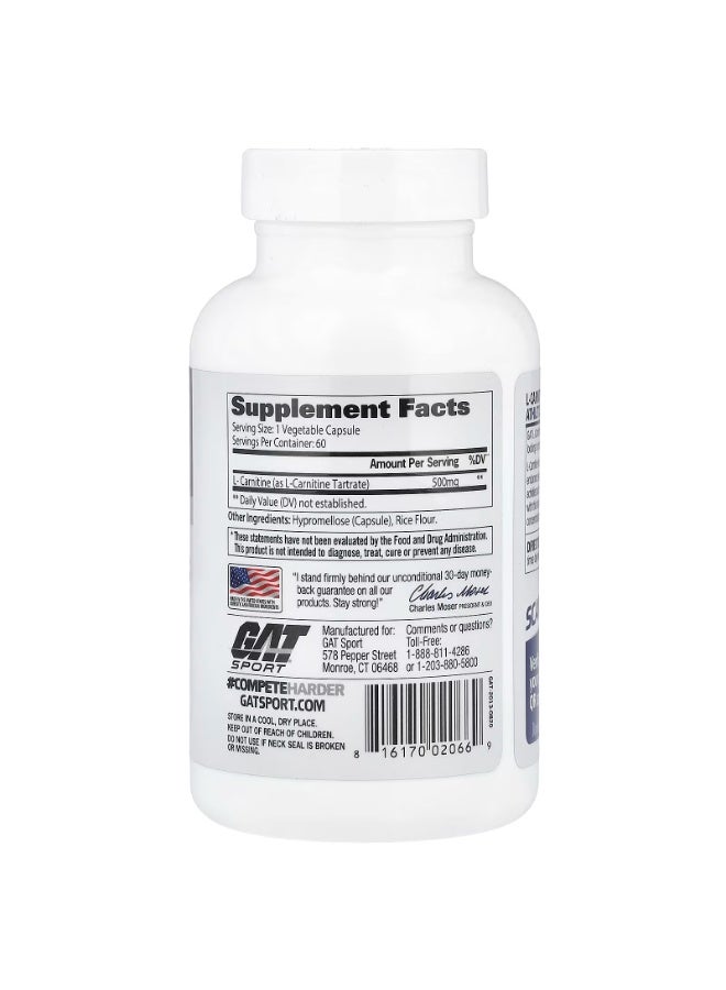 Gat, L-Carnitine, 60 Veg Capsules (500 Mg Per Capsule)