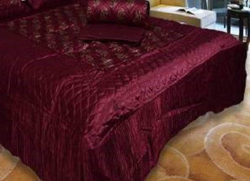 ManavRachit Satin Gold Printed 310 TC Wedding Bedding Set (Bedsheet with 2 Pillow Covers & 1 AC Comforter) for Home & Living Room(Maroon, Set of 4pc)(Hathi Print) - Image 4