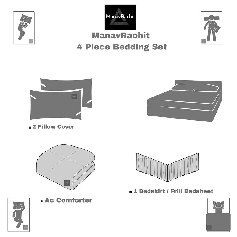 ManavRachit Satin Gold Printed 310 TC Wedding Bedding Set (Bedsheet with 2 Pillow Covers & 1 AC Comforter) for Home & Living Room(Maroon, Set of 4pc)(Hathi Print) - Image 5