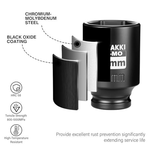 ZOYAKKI 1/2" Drive x 38 mm Deep 6 PT Impact Socket, CR-MO,1/2-inch Drive 6 Point Axle Nut Socket for Easy Removal of Axle Shaft Nuts (Metric 38MM) - Image 5