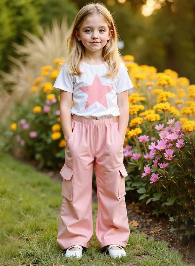 Take Two Teens Star Print T-Shirt and Cargo Pants Set - Image 1