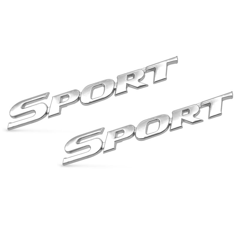 2PCS 3D Metal Sport Emblem for Car Premium Decals Emblem Trunk Fender 3D Sticker Modification Silver