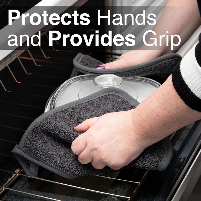 Ritz Terry Potholder & Hot Pad: Unparalleled Heat Resistant, Durable 100% Cotton – Ergonomically Designed for Optimal Grip – Easy-Care Machine Washable – 2-Pack, Graphite - Image 5