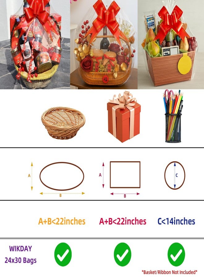 WIKDAY Shrink Wrap Bags for Gift Baskets 10 PCS 24x30 Inches Large Cellophane Bags Wrapping Plastic Clear Jumbo Basket Wrap Bags - Image 2