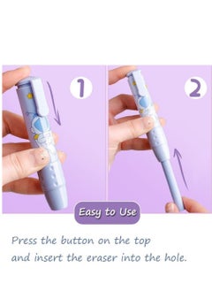 Y&D 4Pcs Retractable Click Eraser with Refill Erasers, Cute Pen Shaped Press Type Mechanical for Kids Students Painting Writing  - Image 5