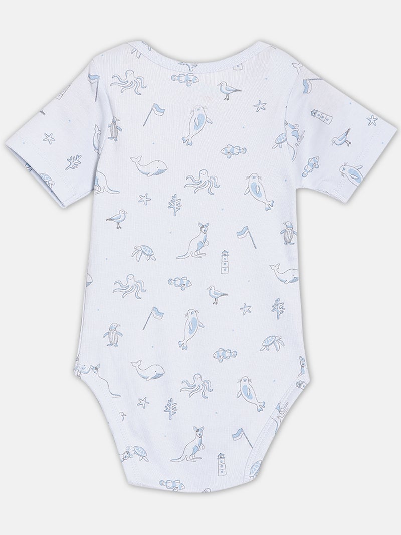 برون بودي سوت قطن عضوي مطبوع للأطفال الرضع من برون - رمادي ومتعدد الألوان - عبوة من قطعتين - Image 5