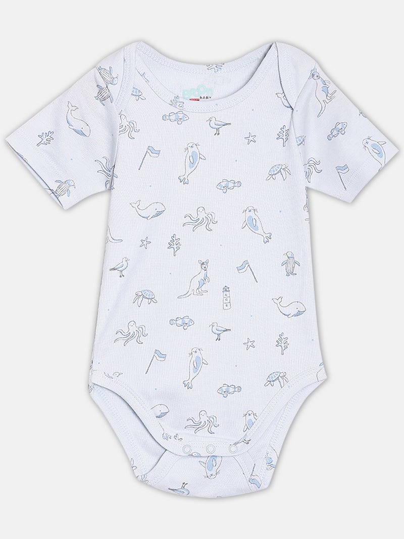 برون بودي سوت قطن عضوي مطبوع للأطفال الرضع من برون - رمادي ومتعدد الألوان - عبوة من قطعتين - Image 3