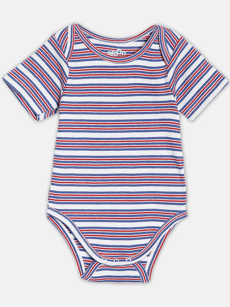 Broon Broon Infant Boys Grey and Multicolor Printed Organic Cotton Bodysuit Pack of 2