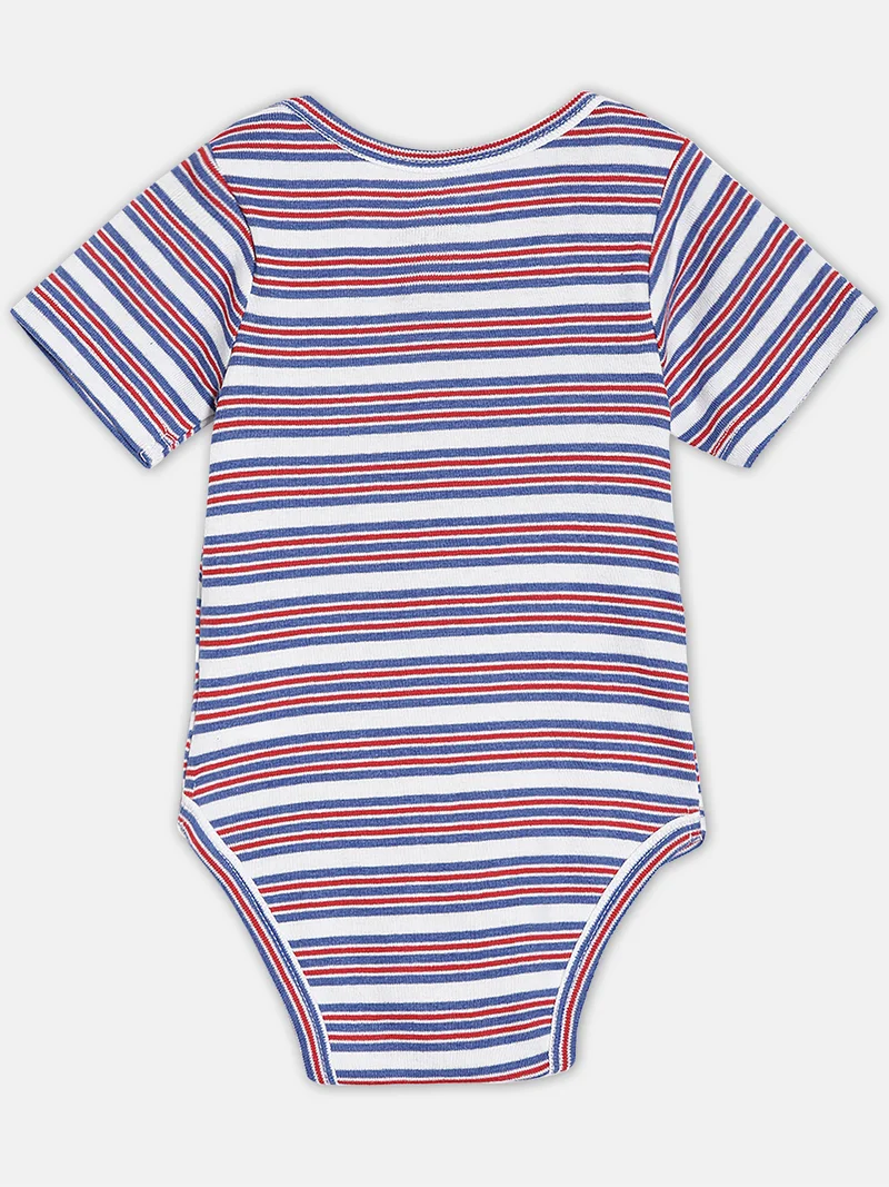 Broon Broon Infant Boys Grey and Multicolor Printed Organic Cotton Bodysuit Pack of 2