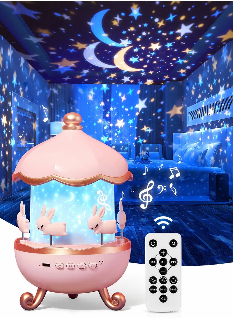 Excefore - Star Projector Night Light for Kids 72 Modes Baby Sound Machine Room Decor White Noise Lights Bedroom, Remote Timer Kawaii Unicorn Gifts Girls - Image 1