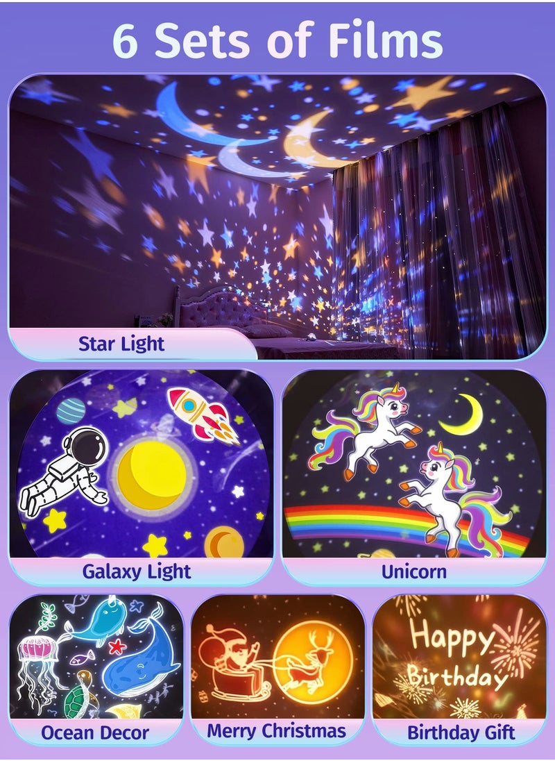 Excefore - Star Projector Night Light for Kids 72 Modes Baby Sound Machine Room Decor White Noise Lights Bedroom, Remote Timer Kawaii Unicorn Gifts Girls - Image 1