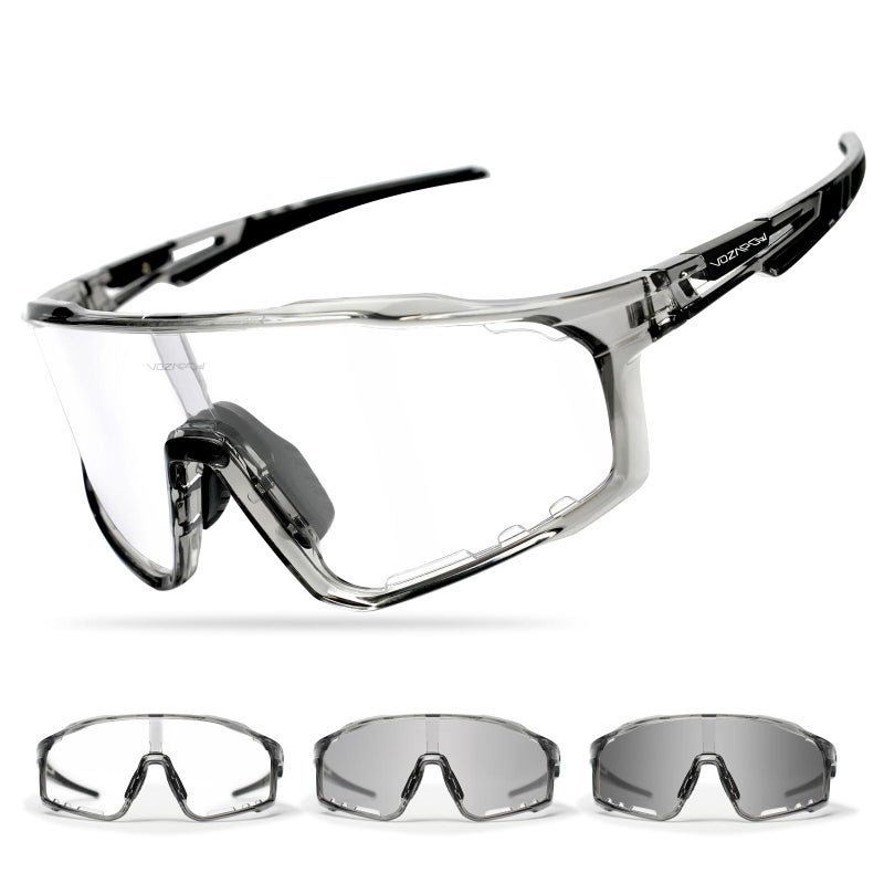 VOZAPOW Photochromic Cycling Glasses for Men Women, UV Protection TR90 Frame Sports Sunglasses for MTB, Riding, Running, Fishing, Baseball - Image 1