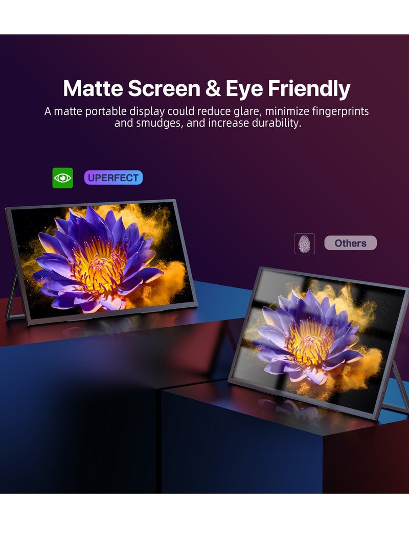 أوبيرفكت شاشة عرض محمولة UPERFECT مقاس 22 بوصة تعمل باللمس بدقة 2560 × 1440 بكسل وشاشة IPS مزودة بمنفذ Mini HDMI ومنفذ USB-C للكمبيوتر الشخصي والكمبيوتر المحمول والهاتف المحمول وأجهزة Xbox وSwitch وPS4/5 ومتوافقة مع حامل VESA - Image 3