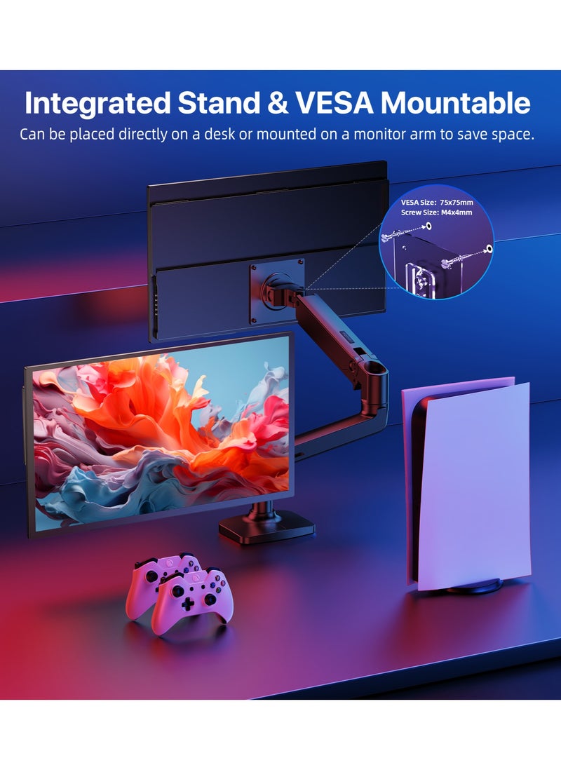 أوبيرفكت شاشة عرض محمولة UPERFECT مقاس 22 بوصة تعمل باللمس بدقة 2560 × 1440 بكسل وشاشة IPS مزودة بمنفذ Mini HDMI ومنفذ USB-C للكمبيوتر الشخصي والكمبيوتر المحمول والهاتف المحمول وأجهزة Xbox وSwitch وPS4/5 ومتوافقة مع حامل VESA - Image 5