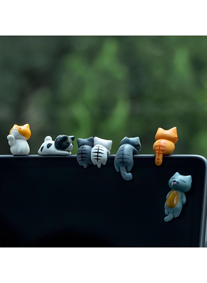 6 Pieces Cute Cat Car Accessories Funny Resin Cat Figurines Dashboard Decorations and Rear View Mirror Cute Pussy Figure Decorative Car Ornament Interior Decors for Car Home Garden Decor - Image 4
