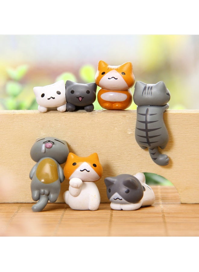 6 Pieces Cute Cat Car Accessories Funny Resin Cat Figurines Dashboard Decorations and Rear View Mirror Cute Pussy Figure Decorative Car Ornament Interior Decors for Car Home Garden Decor - Image 3