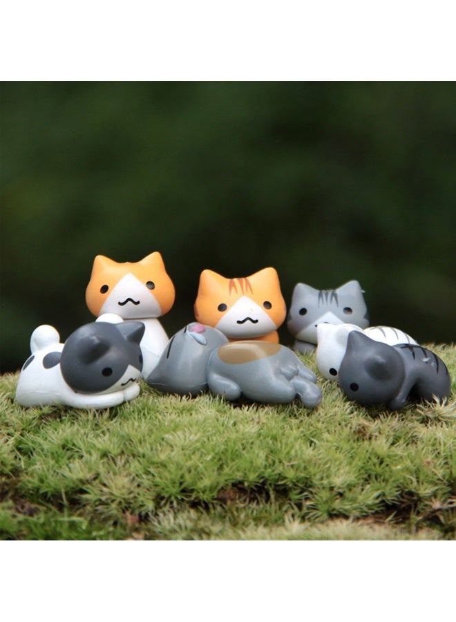 6 Pieces Cute Cat Car Accessories Funny Resin Cat Figurines Dashboard Decorations and Rear View Mirror Cute Pussy Figure Decorative Car Ornament Interior Decors for Car Home Garden Decor - Image 2
