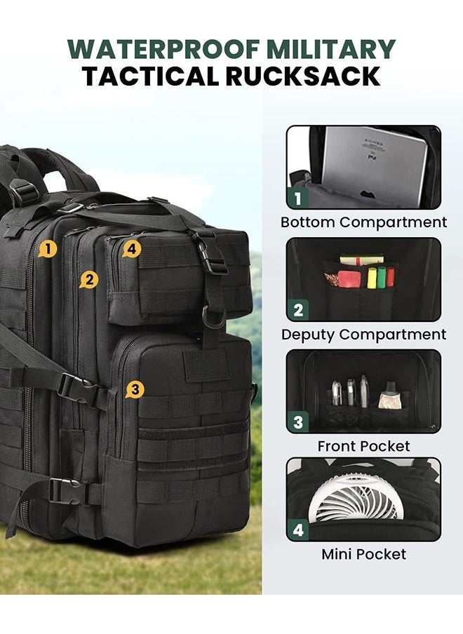 Arabest - 35L Military Tactical Backpack,Hiking Waterproof Backpack,Large Military Pack,ArmyAssault Pack,Molle Bag Rucksack - Image 1