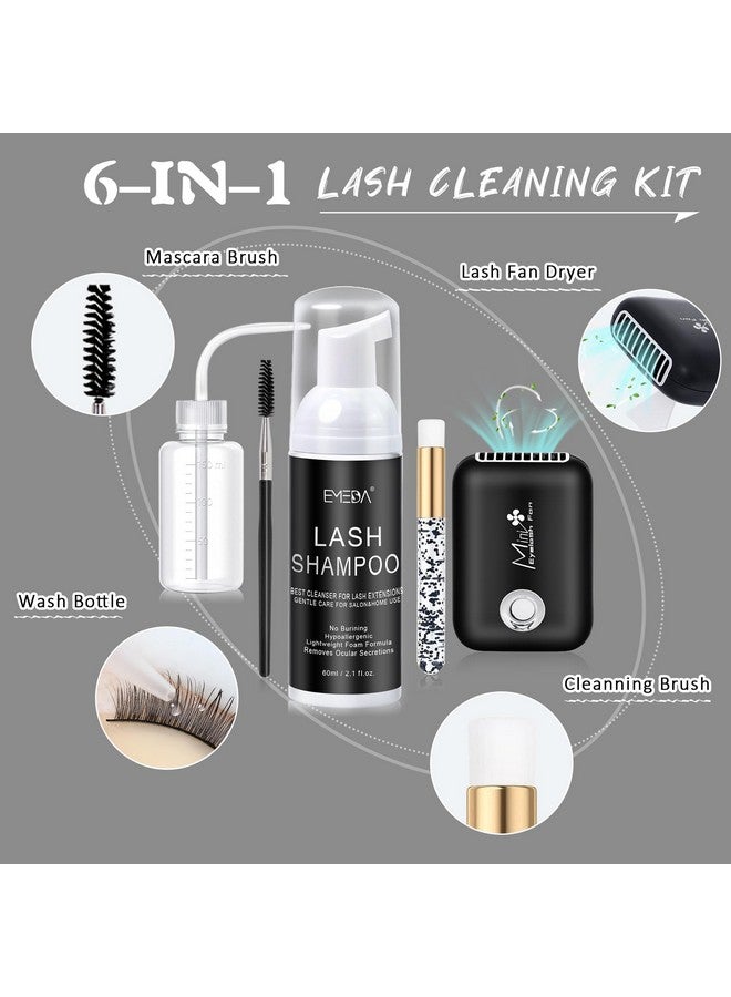 EMEDA Lash Shampoo Kit Cleaning Bath - Lash Cleanser for Extensions, USB Mini Portable Fan Brush Wash Bottle, Oil Free Lash Foam Safe for Natural Lashes Eyelash Shampoo for Lash Extensions - Image 2