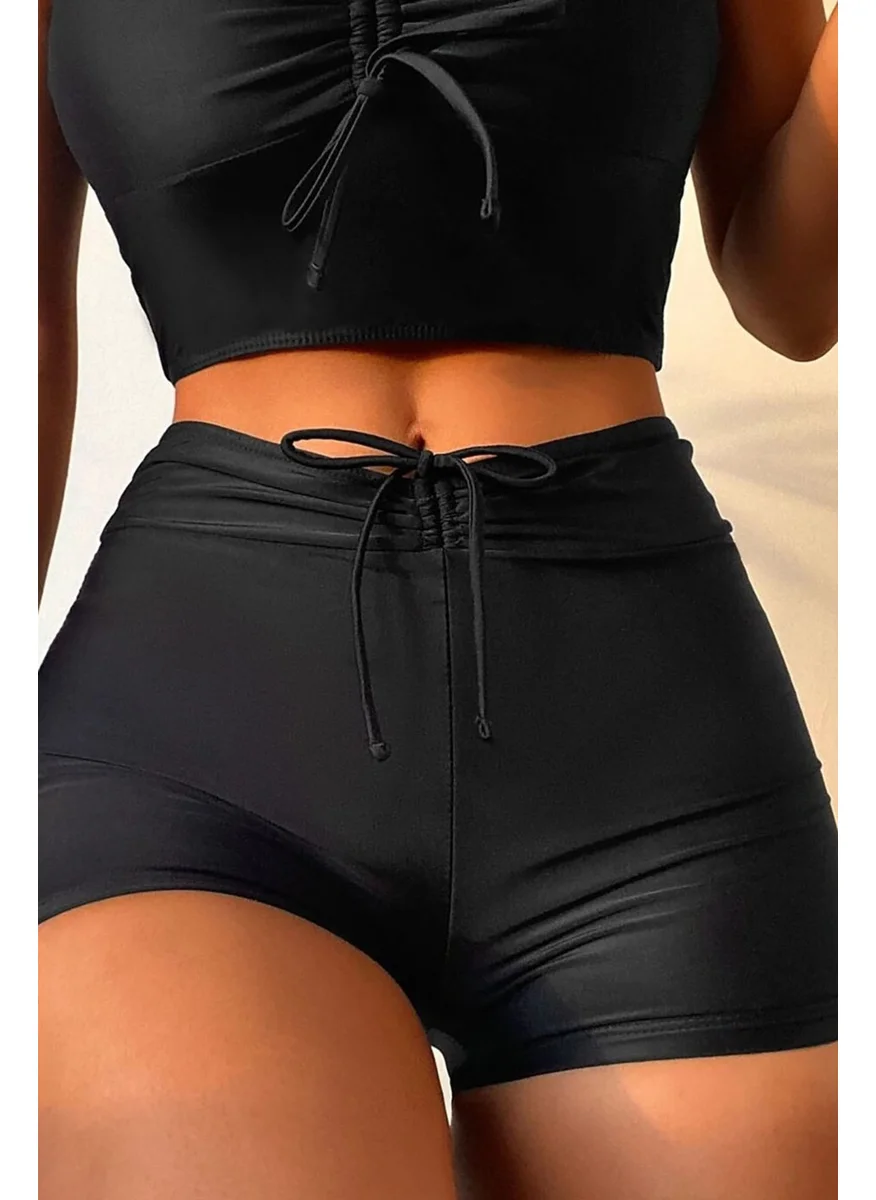 Angelsin Front Adjustable Drawstring Swim Shorts