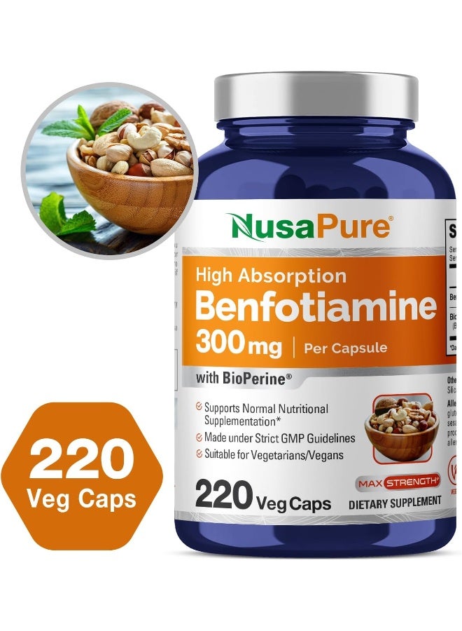 NusaPure Benfotiamine 300mg (220 Veggie Capsules) – Advanced Vitamin B1 Complex for Healthy Nerves & Cellular Energy - Image 4