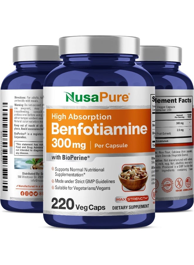 NusaPure Benfotiamine 300mg (220 Veggie Capsules) – Advanced Vitamin B1 Complex for Healthy Nerves & Cellular Energy - Image 5