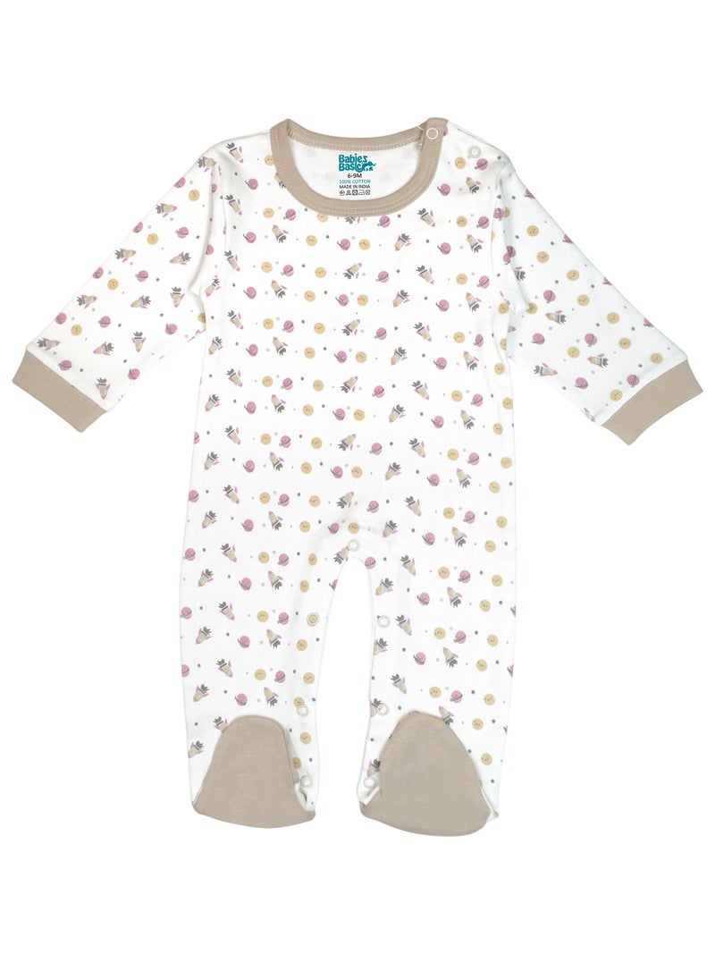 بابيز_بيسك بيبيز بيسك مجموعة هدايا مكونة من 5 قطع قطنية 100٪ للجنسين تشمل السالوبيت ، والرمبر ، والقفازات ، والقبعة ، والبيجامة/البذلة. - Image 2