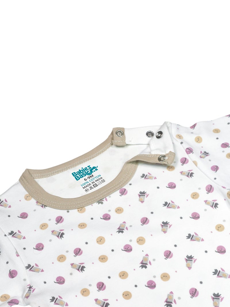 بابيز_بيسك بيبيز بيسك مجموعة هدايا مكونة من 5 قطع قطنية 100٪ للجنسين تشمل السالوبيت ، والرمبر ، والقفازات ، والقبعة ، والبيجامة/البذلة. - Image 5