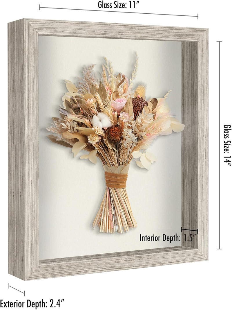 Americanflat إطار صندوق الظل Americanflat 11x14 مع زجاج مقاوم للكسر مجموعة Silhouette صندوق عرض كبير للعرض على الطاولة والجدار خشب driftwood مع ظهر ناعم من الفelt - Image 2