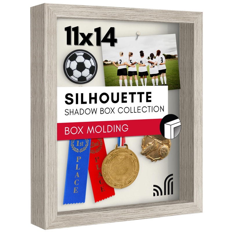 Americanflat إطار صندوق الظل Americanflat 11x14 مع زجاج مقاوم للكسر مجموعة Silhouette صندوق عرض كبير للعرض على الطاولة والجدار خشب driftwood مع ظهر ناعم من الفelt - Image 1