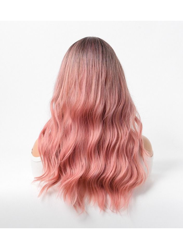 إستيل شعر مستعار نسائي طويل مجعد شعر مموج كبير متوسط ​​طويل غطاء رأس كامل وردي رمادي - Image 4