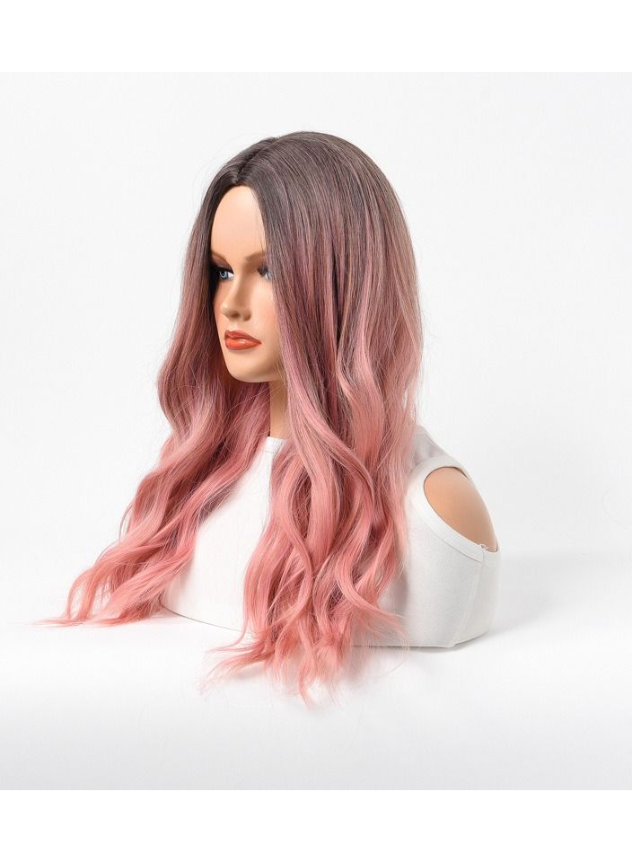 إستيل شعر مستعار نسائي طويل مجعد شعر مموج كبير متوسط ​​طويل غطاء رأس كامل وردي رمادي - Image 2