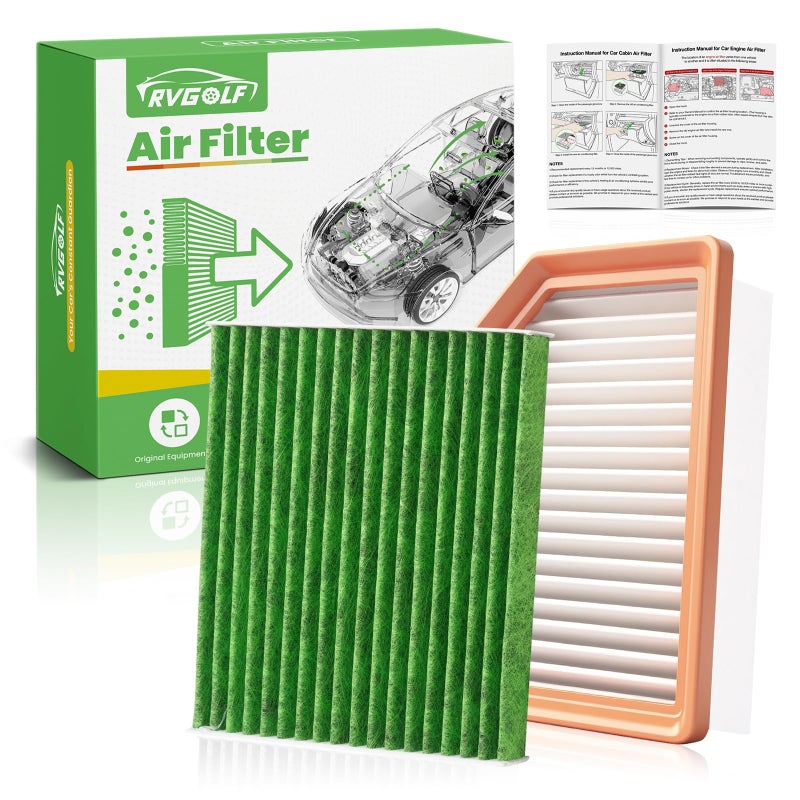RVgolf Engine+Cabin Air Filters Set Fit for 2021 2022 2023 2024 2025 2026 Nissan Rogue AC Filter with Activated Carbon Combo Set Replacement Automotive Accessories# 16546-6RA0A 272775NA1A - Image 1