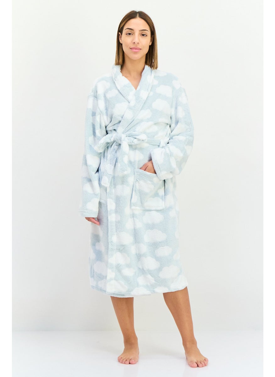 XOXO - Women Textured Belted Bath Robe, White - Image 1