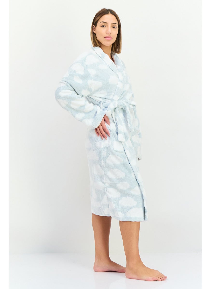 XOXO - Women Textured Belted Bath Robe, White - Image 1
