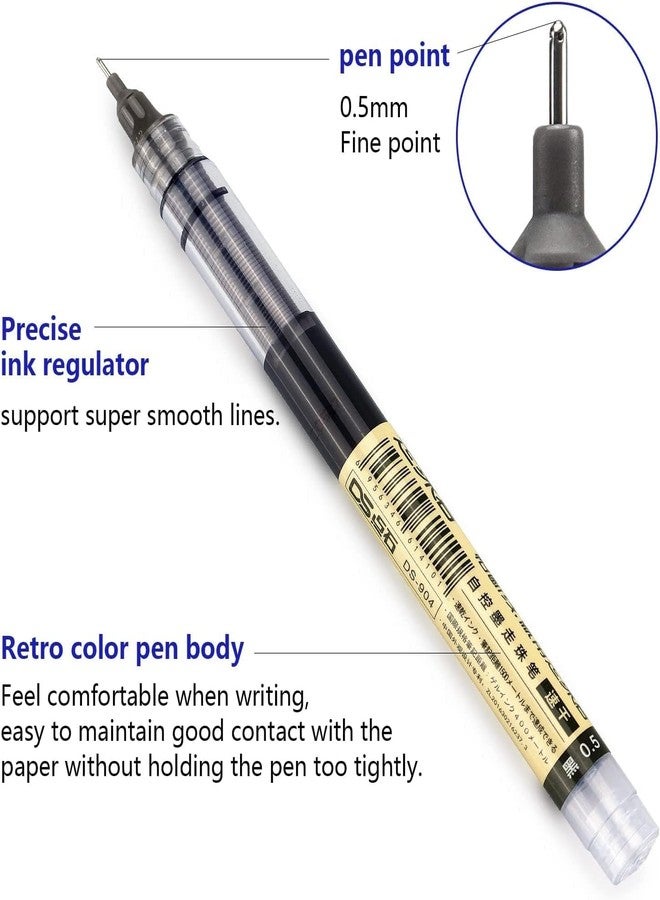 Like-It like it 0.5mm Roller Pen Color ink Straight Liquid Rollerball Gel Pen for School Office Stationery Pack of 8 (Black 4pc & Blue 4pc) - Image 2