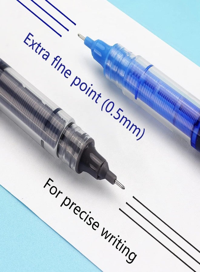 Like-It like it 0.5mm Roller Pen Color ink Straight Liquid Rollerball Gel Pen for School Office Stationery Pack of 8 (Black 4pc & Blue 4pc) - Image 3