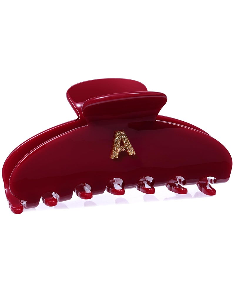 Mesovor Acetate Initial Cute Hair Claw Clips, Letter Elegant 3.9" Cherry Red Hair Banana Clips | Birthday Gifts for Teens Daughter Sister Christmas Gifts (Initial A) - Image 1