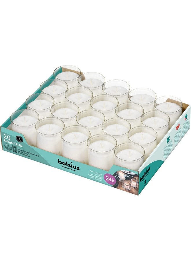 BOLSIUS شموع بولسيوس 24 ساعة - عبوة 20 شمعة مطعم في أكواب بلاستيكية شفافة غير قابلة للكسر - جودة أوروبية ممتازة - بدون رائحة ودخان، شموع لإعادة الإشعال، عيد ميلاد، حفلة وزفاف - Image 1