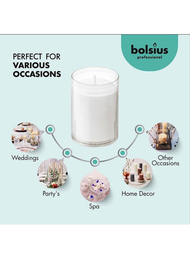 BOLSIUS شموع بولسيوس 24 ساعة - عبوة 20 شمعة مطعم في أكواب بلاستيكية شفافة غير قابلة للكسر - جودة أوروبية ممتازة - بدون رائحة ودخان، شموع لإعادة الإشعال، عيد ميلاد، حفلة وزفاف - Image 4