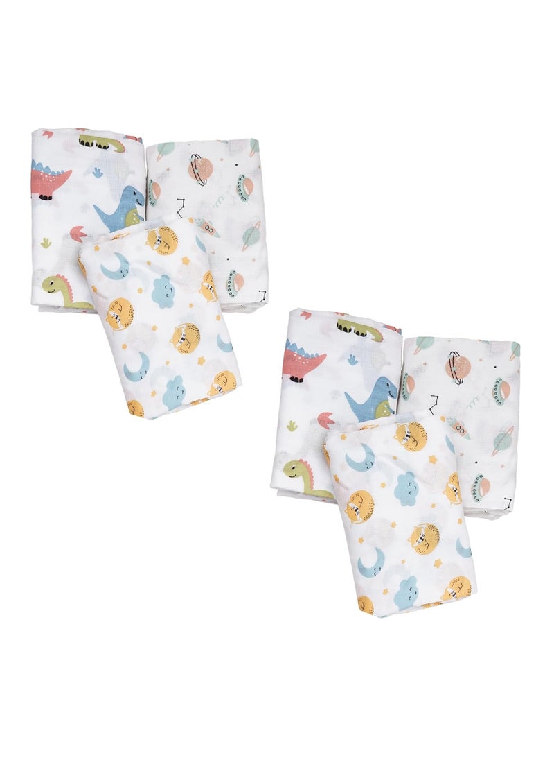 100% Cotton Muslin Baby Swaddle Wrap for New Born, Size 100 cm by 100 cm - Pack of 3