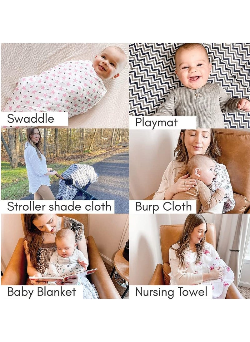 100% Cotton Muslin Baby Swaddle Wrap for New Born, Size 100 cm by 100 cm - Pack of 3