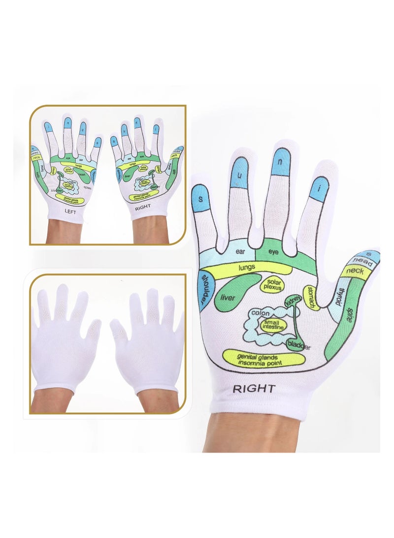Acupressure Reflexology Tools Set - 4 Pcs - Socks and Gloves, Tutorial Reflexology Gloves with Massage Sandal, Pain Relief Acupuncture Socks for Foot Massage， Beginner Acupoint Massage Tools