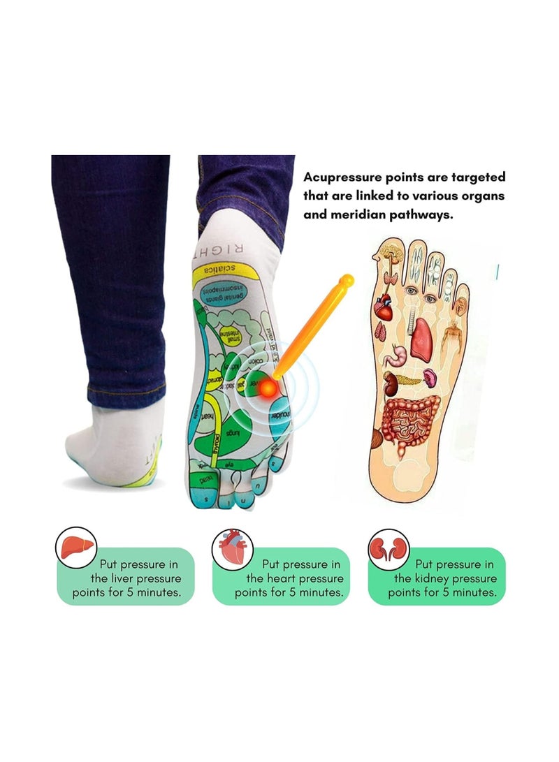 Acupressure Reflexology Tools Set - 4 Pcs - Socks and Gloves, Tutorial Reflexology Gloves with Massage Sandal, Pain Relief Acupuncture Socks for Foot Massage， Beginner Acupoint Massage Tools