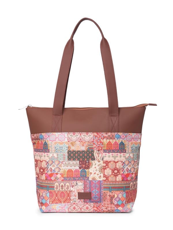 ZOUK Kutch Gamthi Abstract Printed Women's Jute Handcrafted Vegan Leather Multicolor Everyday Tote - Image 2