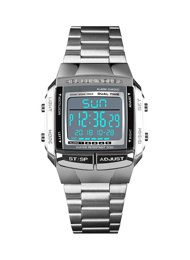 SKMEIS-Shock - Stainless Steel Analog & Digital Watch 1381 - 35 mm - Silver - Image 1